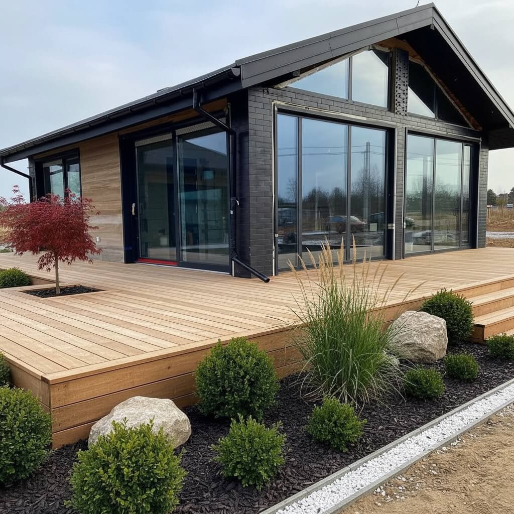 Современный дом с алюминиевыми окнами